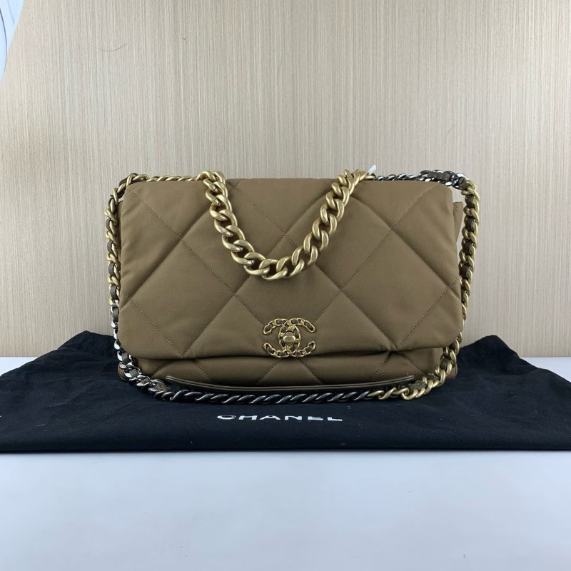 Chanel19bag青銅色 金扣大號帆布36*25*11 99新配件塵袋保卡-1