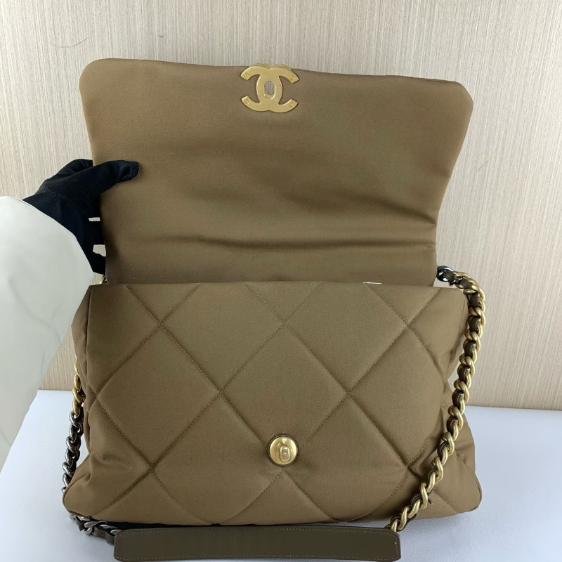 Chanel19bag青銅色 金扣大號帆布36*25*11 99新配件塵袋保卡-2
