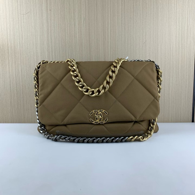 Chanel19bag青銅色 金扣大號帆布36*25*11 99新配件塵袋保卡-7
