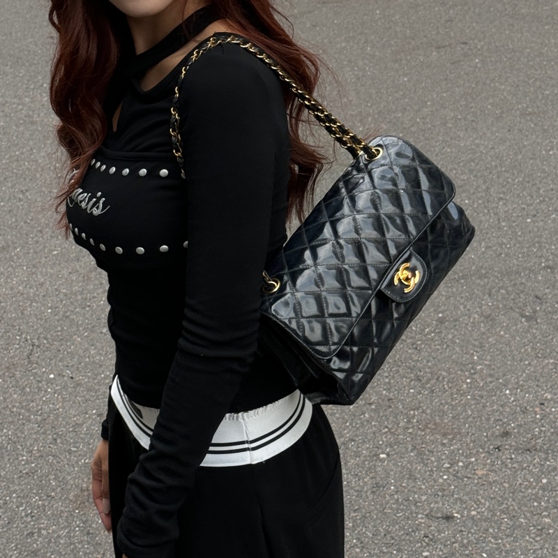 【超絕稀有💍】 Chanel CF25 “雙面包” 黑金經典絕版款（國外平台售價34萬台幣）-3