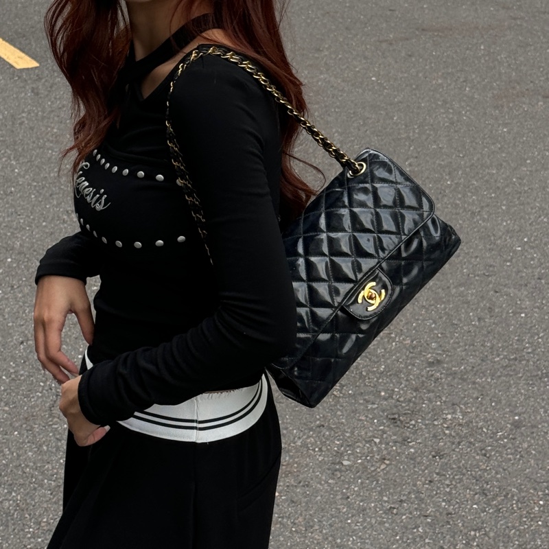 【超絕稀有💍】 Chanel CF25 “雙面包” 黑金經典絕版款（國外平台售價34萬台幣）-6