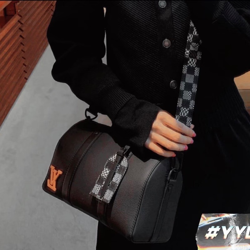 LV keepall27 City棋盤格肩帶肩背斜背包芯片款 27*13*17 99新配件塵袋-0