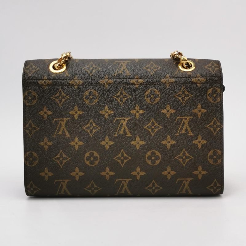 Louis Vuitton(LV)Victoire維多利亞中號牛皮老花拼皮鈎扣單肩包-4