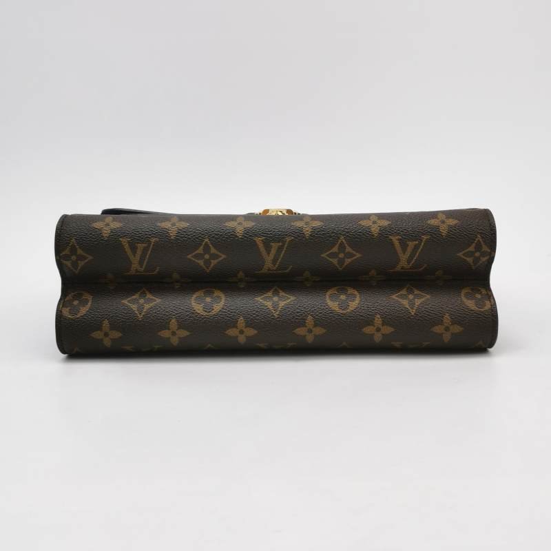 Louis Vuitton(LV)Victoire維多利亞中號牛皮老花拼皮鈎扣單肩包-5