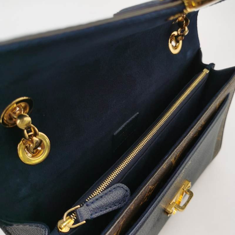 Louis Vuitton(LV)Victoire維多利亞中號牛皮老花拼皮鈎扣單肩包-6