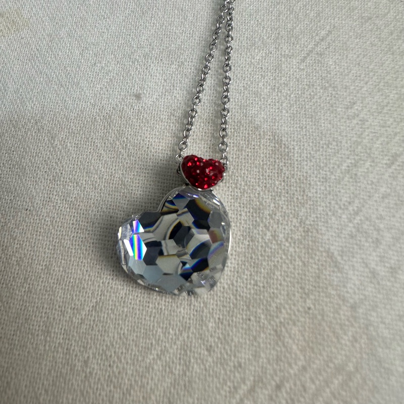 Swarovski 施華洛世奇 近新愛心水鑽項鍊-3