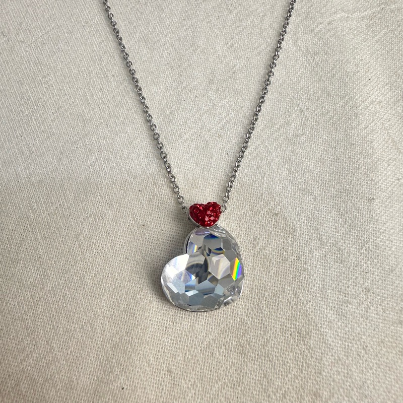 Swarovski 施華洛世奇 近新愛心水鑽項鍊-6