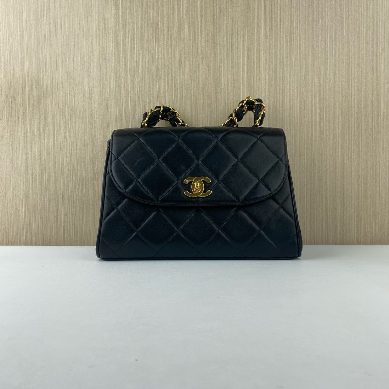 Chanel 中古黑金羊皮minikelly 絕版vintage手提包 25*15 98新配件塵袋-1