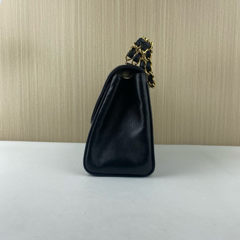 Chanel 中古黑金羊皮minikelly 絕版vintage手提包 25*15 98新配件塵袋-3