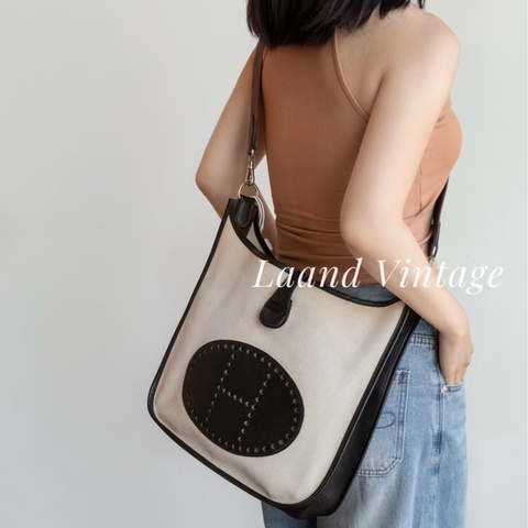 Hermes Evelyne GM 帆布拼皮革款