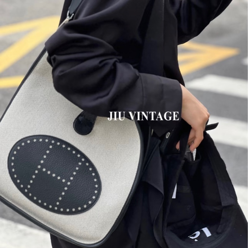 Hermes Evelyne GM 帆布拼皮革款-2