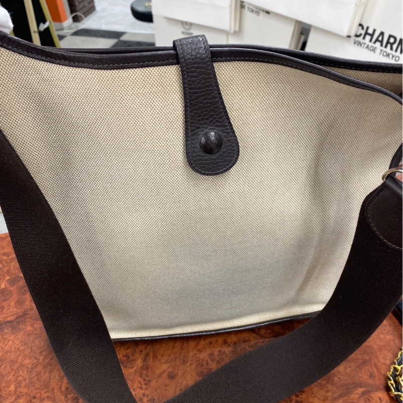 Hermes Evelyne GM 帆布拼皮革款-5