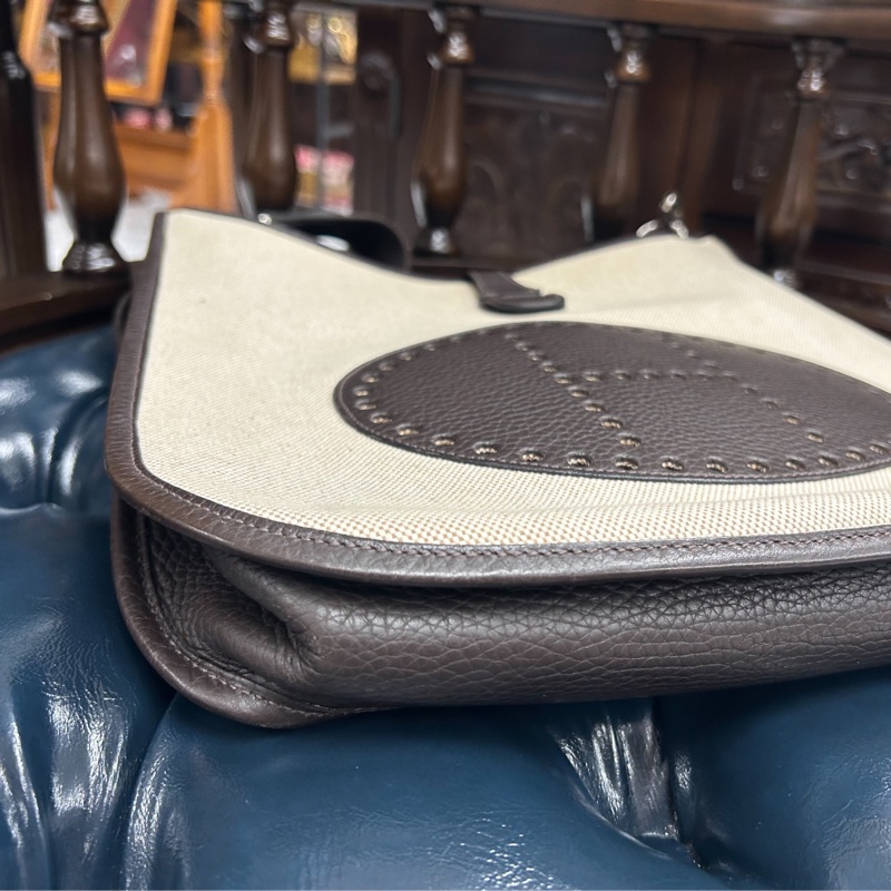 Hermes Evelyne GM 帆布拼皮革款-8