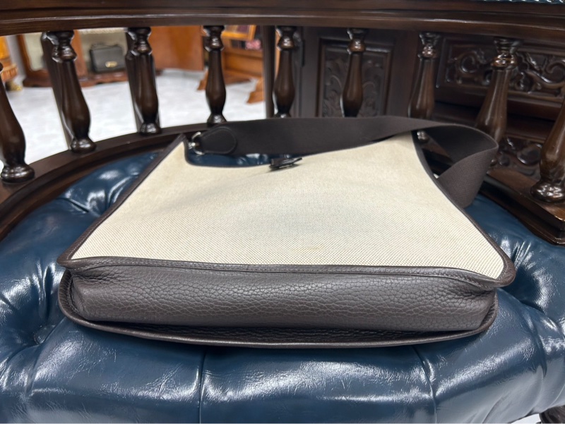 Hermes Evelyne GM 帆布拼皮革款-12