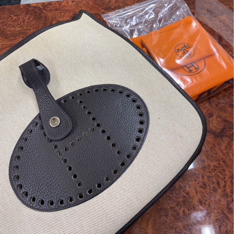 Hermes Evelyne GM 帆布拼皮革款-16