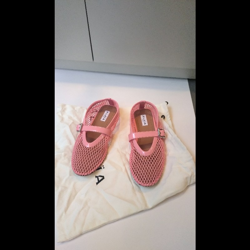 Alaia 粉色網狀平底鞋-2