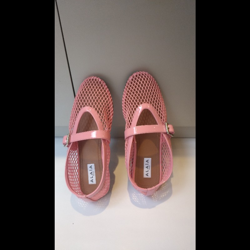 Alaia 粉色網狀平底鞋-3