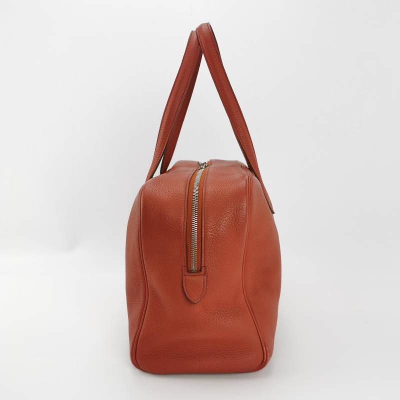Hermes Victoria35對向拉鏈單肩包Clemence(TC)牛皮銀扣2V貴妃紅框M刻-2