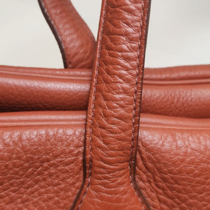 Hermes Victoria35對向拉鏈單肩包Clemence(TC)牛皮銀扣2V貴妃紅框M刻-10