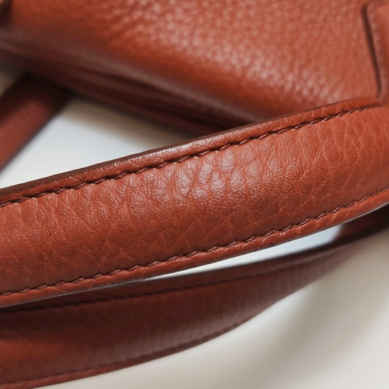 Hermes Victoria35對向拉鏈單肩包Clemence(TC)牛皮銀扣2V貴妃紅框M刻-11