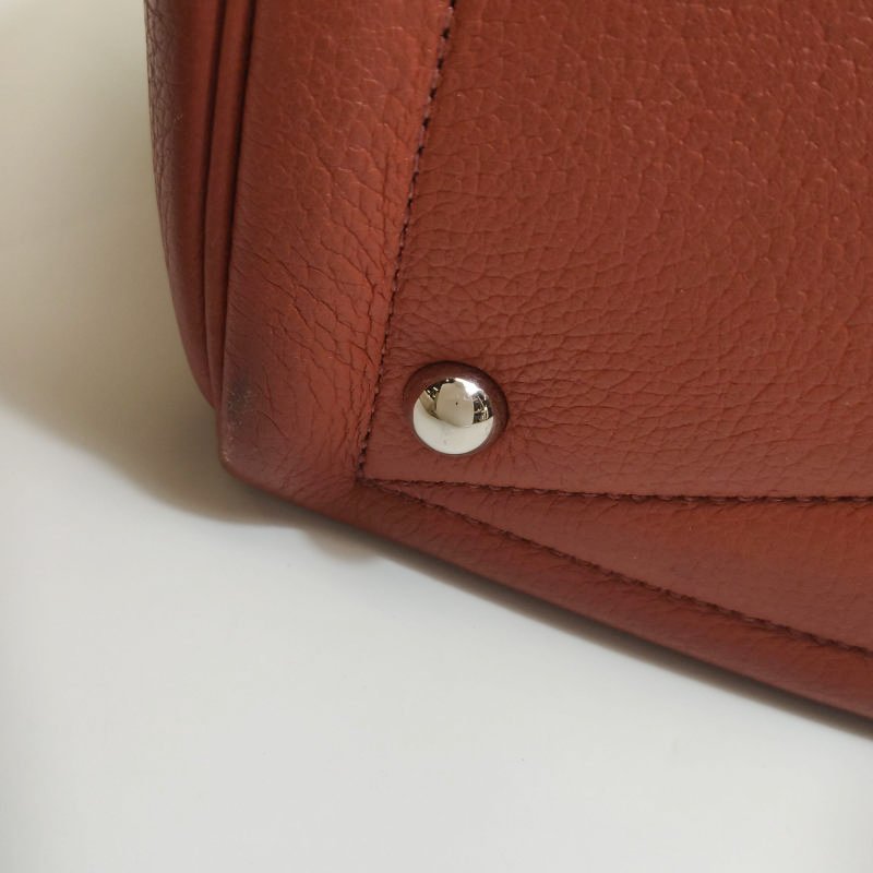 Hermes Victoria35對向拉鏈單肩包Clemence(TC)牛皮銀扣2V貴妃紅框M刻-14