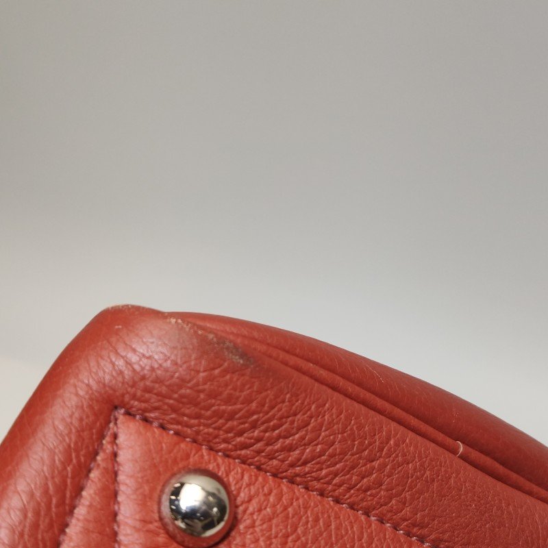 Hermes Victoria35對向拉鏈單肩包Clemence(TC)牛皮銀扣2V貴妃紅框M刻-15