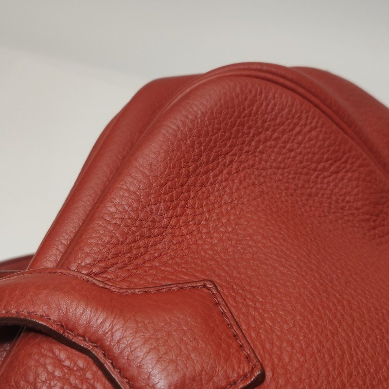 Hermes Victoria35對向拉鏈單肩包Clemence(TC)牛皮銀扣2V貴妃紅框M刻-17