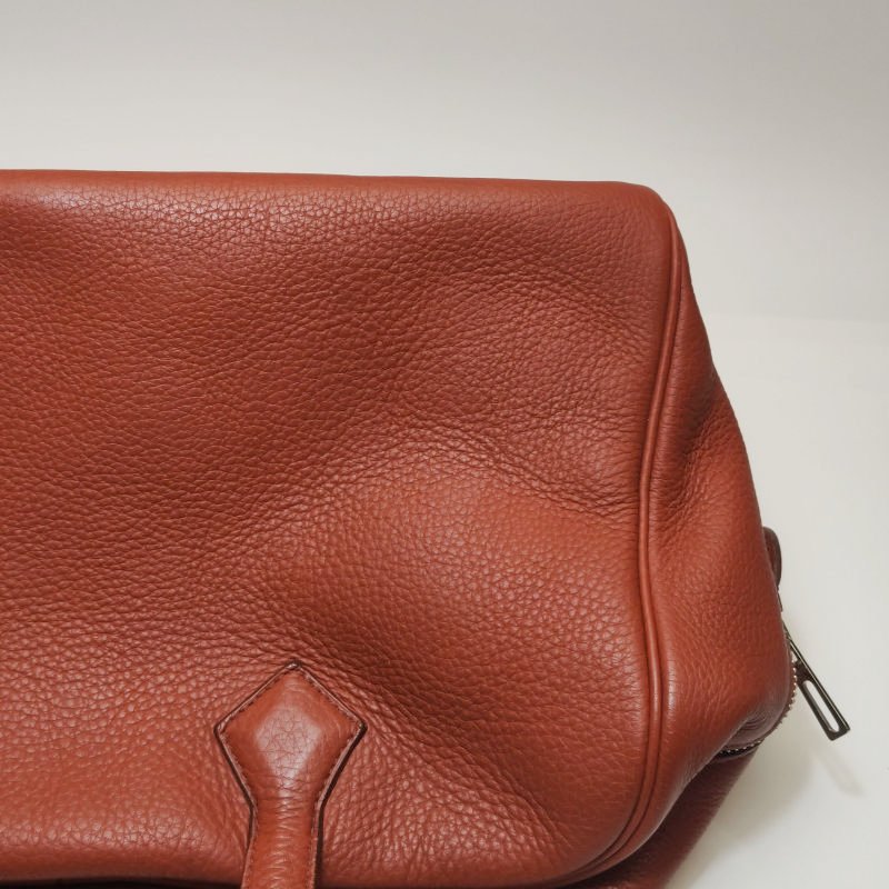 Hermes Victoria35對向拉鏈單肩包Clemence(TC)牛皮銀扣2V貴妃紅框M刻-18