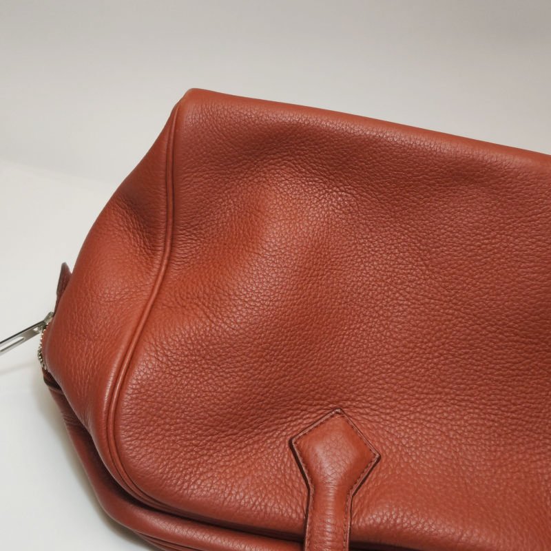 Hermes Victoria35對向拉鏈單肩包Clemence(TC)牛皮銀扣2V貴妃紅框M刻-19
