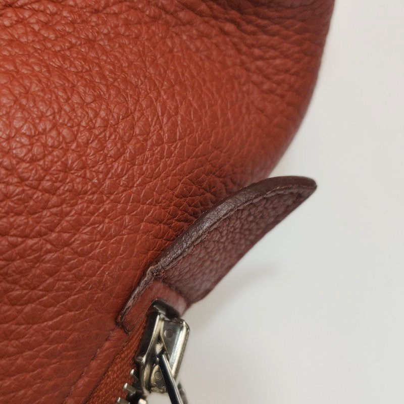 Hermes Victoria35對向拉鏈單肩包Clemence(TC)牛皮銀扣2V貴妃紅框M刻-26