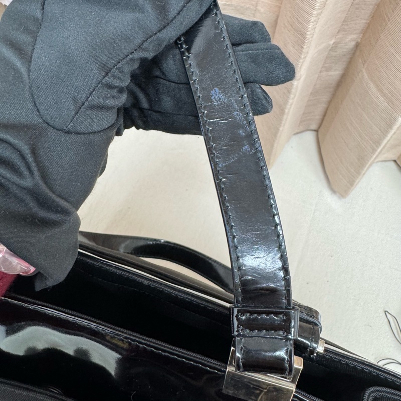 Gucci 黑色托特包 漆皮 vintage 二手 中古 手提-13