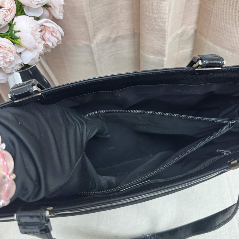Gucci 黑色托特包 漆皮 vintage 二手 中古 手提-17