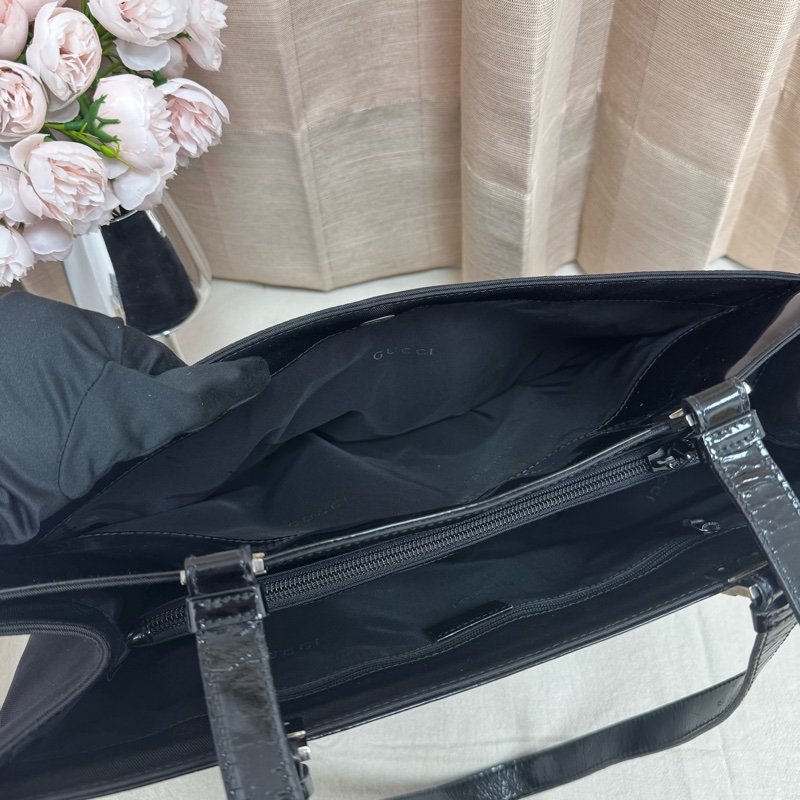 Gucci 黑色托特包 漆皮 vintage 二手 中古 手提-19