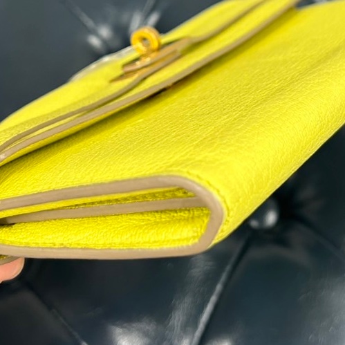 Hermes Long Kelly 檸檬黃長夾-5