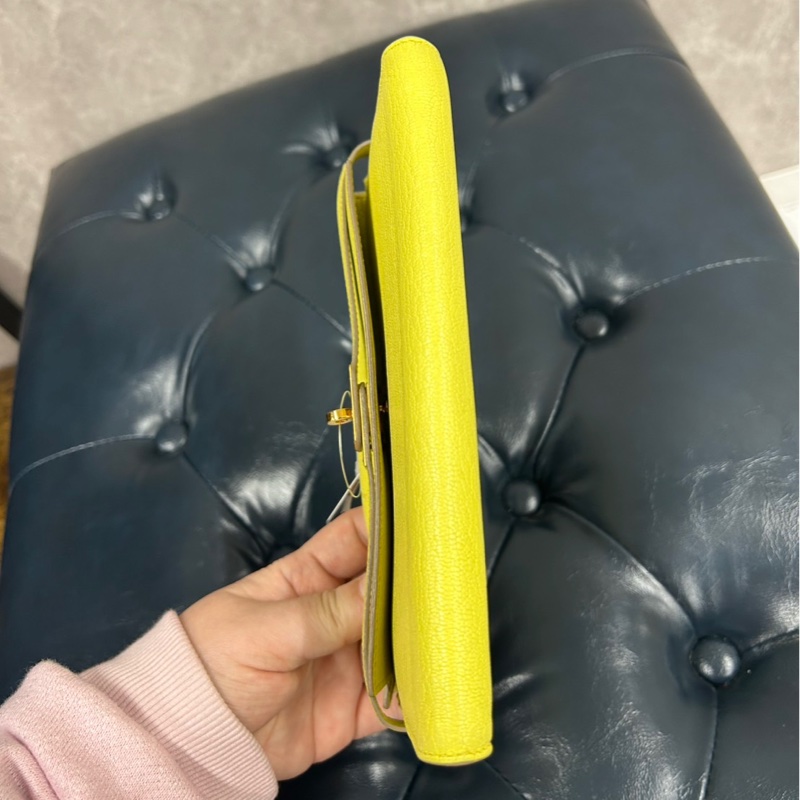 Hermes Long Kelly 檸檬黃長夾-8