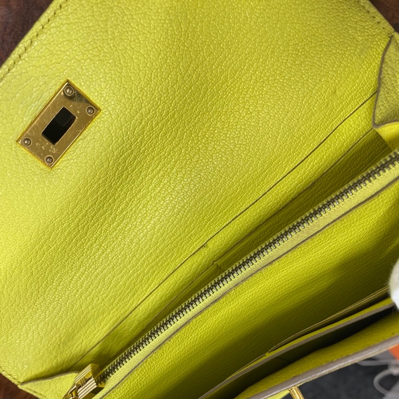 Hermes Long Kelly 檸檬黃長夾-10