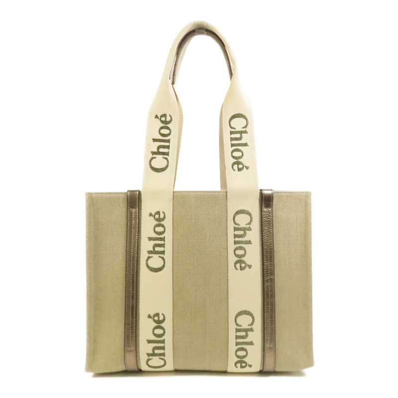 Chloe 帆布Woody Tote Medium肩背袋-0