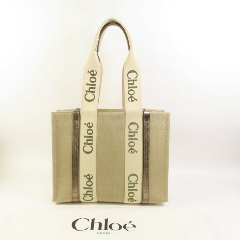 Chloe 帆布Woody Tote Medium肩背袋-8