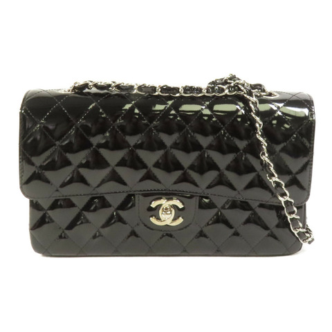 CHANEL 漆皮皮革Classic 25銀扣鏈帶肩背袋