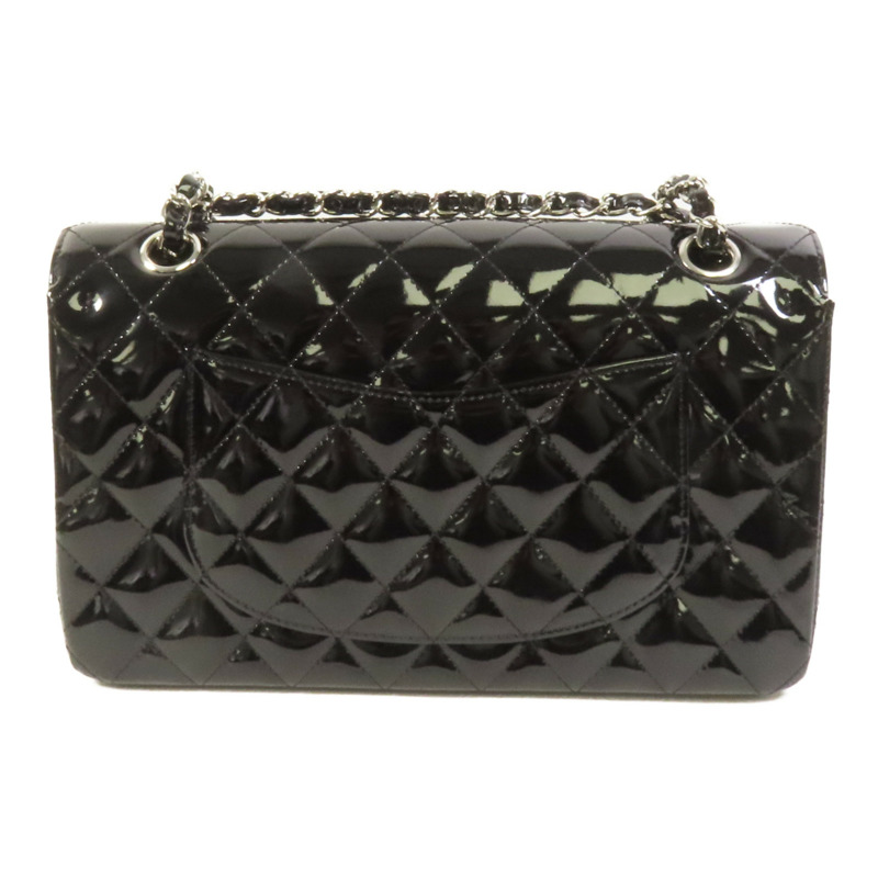 CHANEL 漆皮皮革Classic 25銀扣鏈帶肩背袋-1