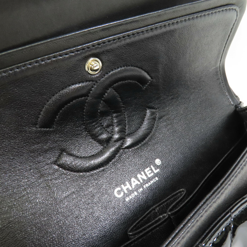 CHANEL 漆皮皮革Classic 25銀扣鏈帶肩背袋-7