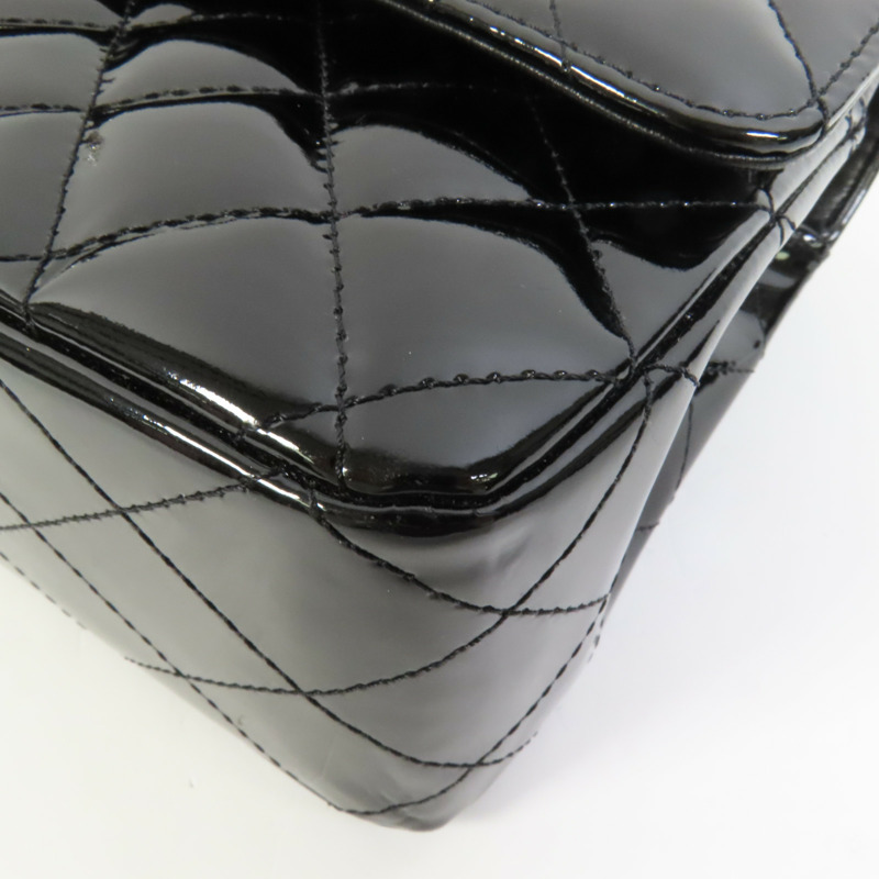 CHANEL 漆皮皮革Classic 25銀扣鏈帶肩背袋-12