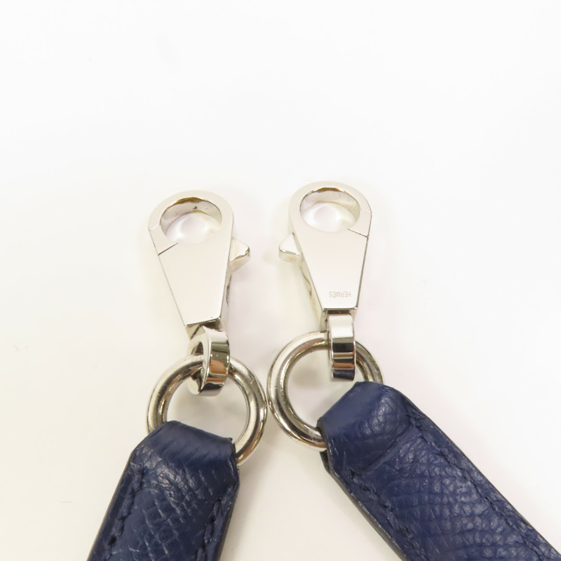 HERMES Epsom皮革Kelly 28銀扣手挽肩背兩用袋Bleu Saphir-6