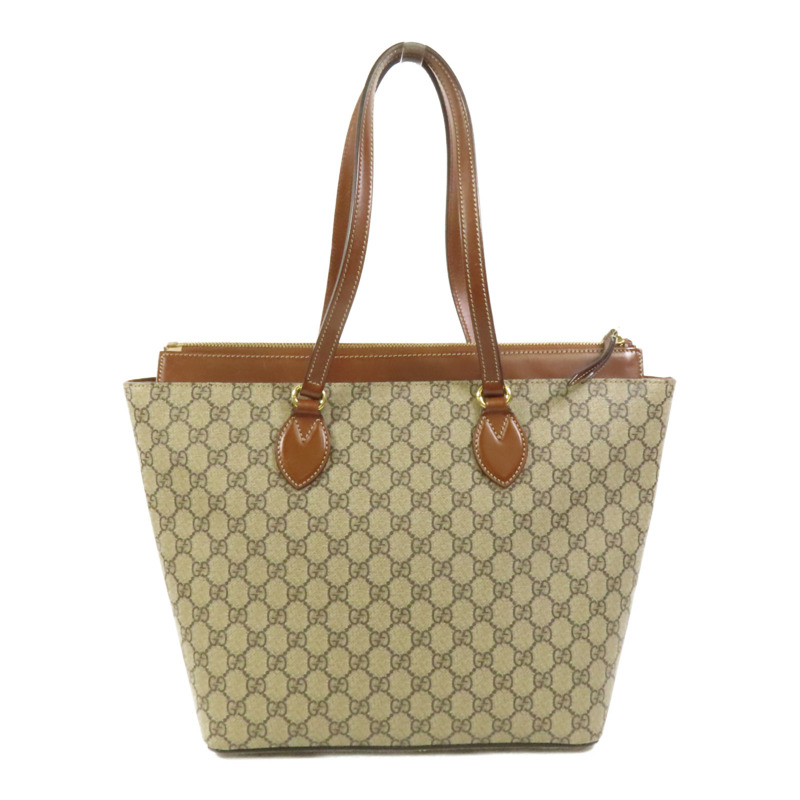 GUCCI 塗層帆布GG Supreme金扣肩背袋-1