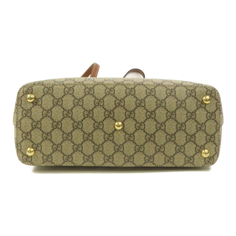 GUCCI 塗層帆布GG Supreme金扣肩背袋-3