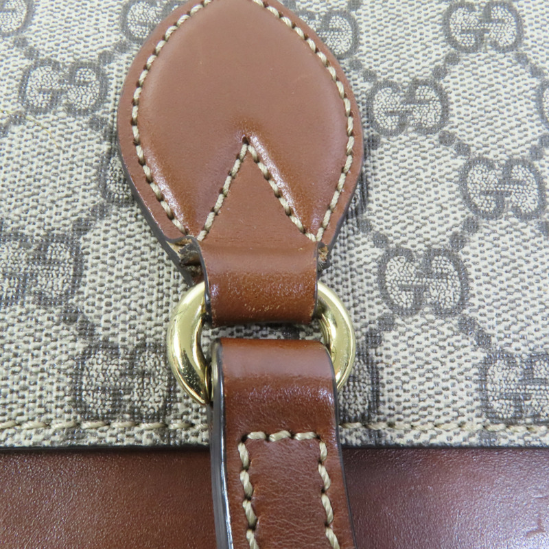 GUCCI 塗層帆布GG Supreme金扣肩背袋-6