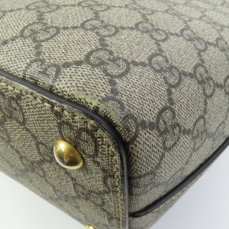 GUCCI 塗層帆布GG Supreme金扣肩背袋-11
