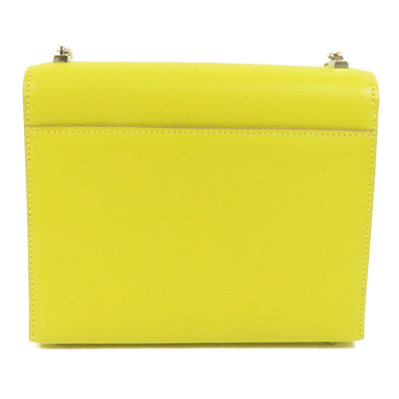 HERMES Chevre皮革Verrou Mini銀扣鏈帶肩背袋Lime-1