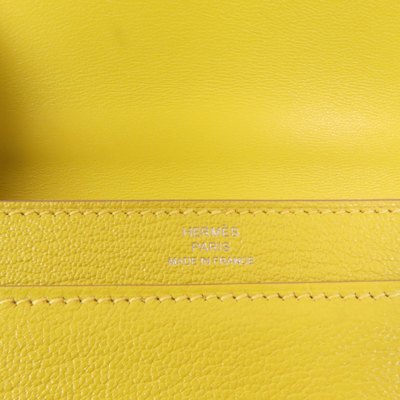 HERMES Chevre皮革Verrou Mini銀扣鏈帶肩背袋Lime-7