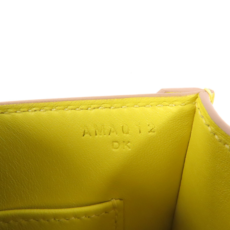 HERMES Chevre皮革Verrou Mini銀扣鏈帶肩背袋Lime-8